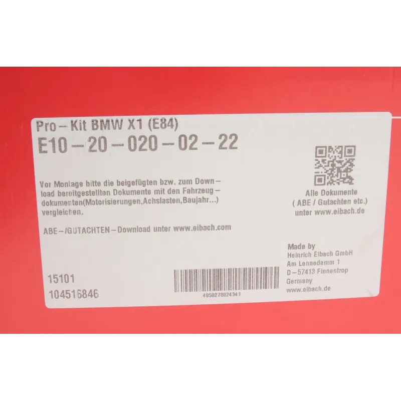 Комплект пружин (Pro-Kit) BMW X1 (E84) 09-15 (4 шт.) (для авт. без рег. дор. просвіту)