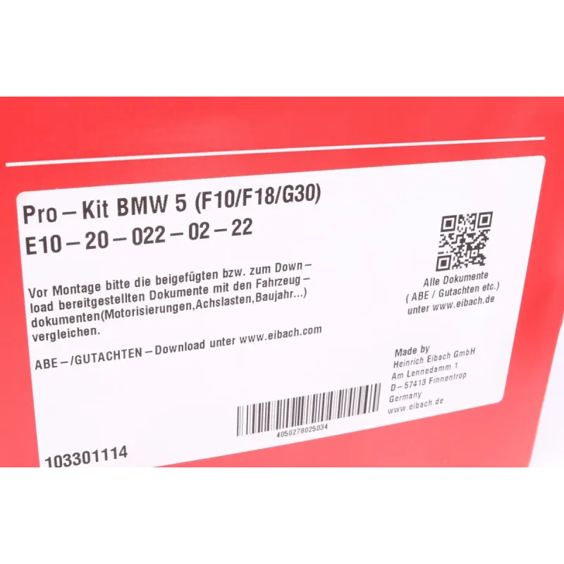Комплект пружин (Pro-Kit) BMW 5 (F10/G30) 09- (4 шт.)
