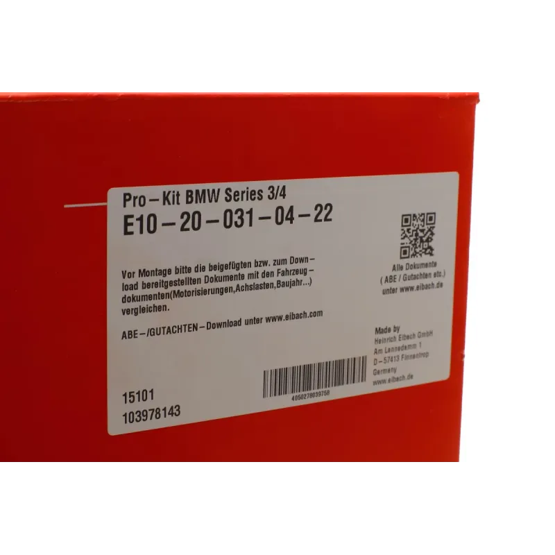 Комплект пружин (Pro-Kit) BMW 3 (F30/F80/F34/F31)/4 (F36) 2.0/3.0d 12-19(4 шт.)(N47/B47/N55/B58/N57)