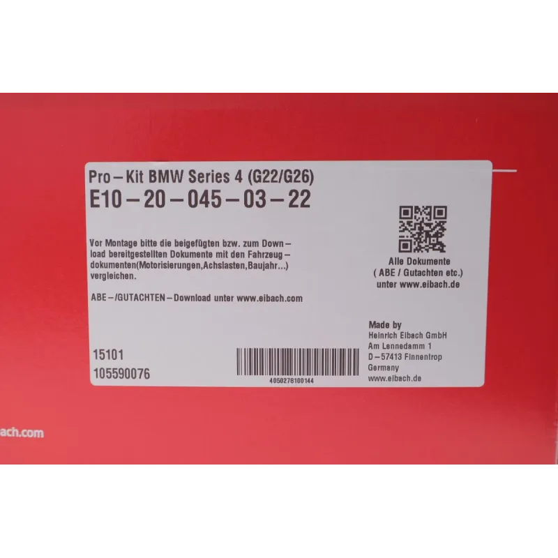 Комплект пружин EIBACH E10-20-045-03-22 для BMW 3 (G20) 2019-, 4 (G22) 2021-