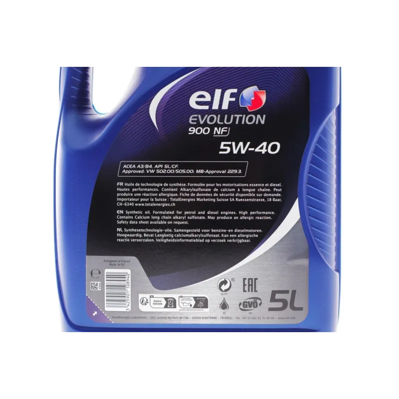 Моторна олива ELF 5W40 Evolution 900 NF (5L) 213908 для легкового транспорту