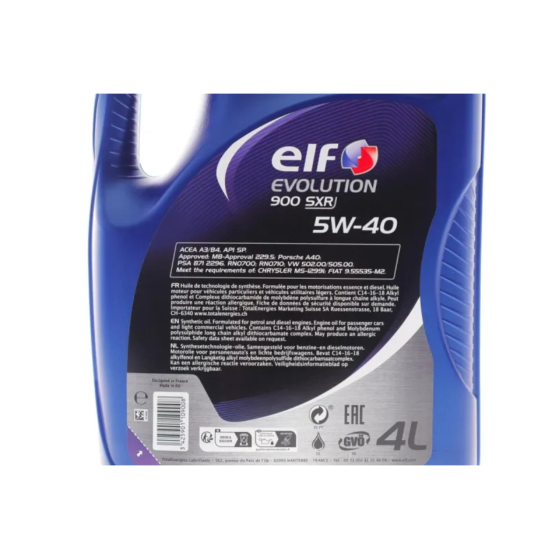 Моторна олива ELF 5W40 Evolution 900 SXR 4л (213914) ACEA A3/B4 API SM