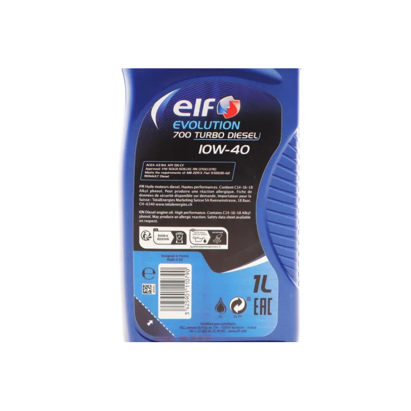Моторна олива ELF Evolution 700 Turbo Diesel 10W-40 (1L) 214126 ACEA A3/B4 API SL/CF