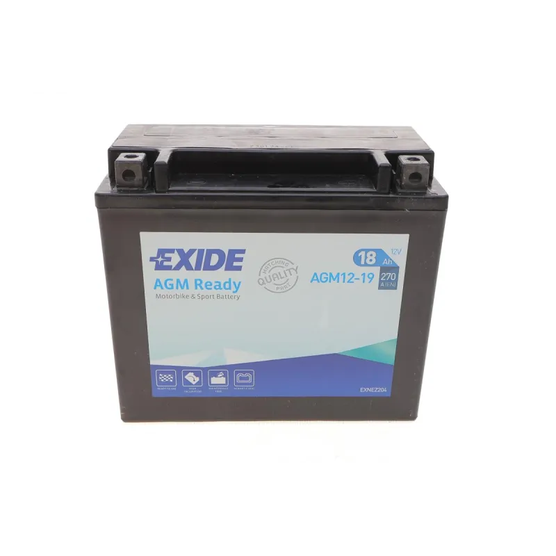 Акумулятор AGM EXIDE AGM12-19 (18Ah/270A) для мотоциклів BUELL, HARLEY-DAVIDSON, 175x90x155 мм