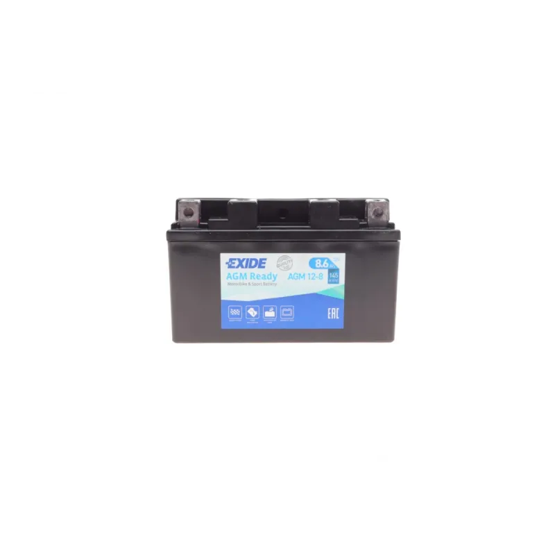 Акумулятор AGM EXIDE AGM12-8 12V 9Ah 145A для мотоциклів Aprilia, BMW, Baotian