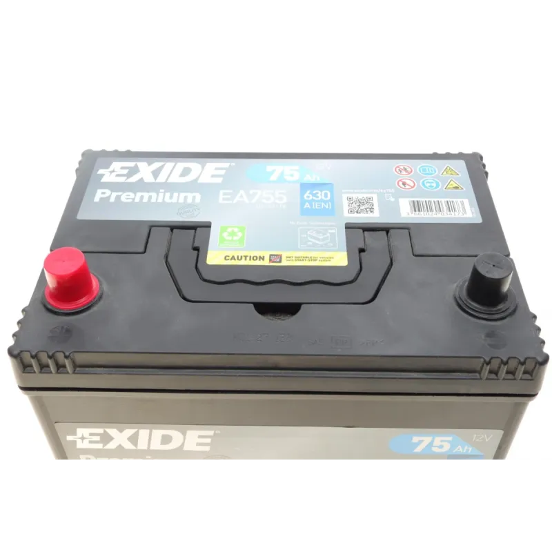 Акумулятор EXIDE EA755 75Ah/630A (270x173x222) Premium Азія для Aston Martin DBS, Bentley Arnage