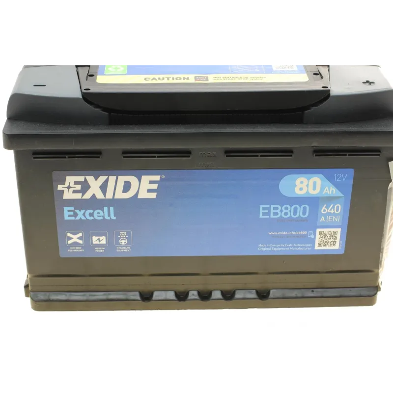 Акумулятор EXIDE EB800 80Ah 640A 12V 315x175x190 B13 для Audi A3, A4, Alfa Romeo Spider