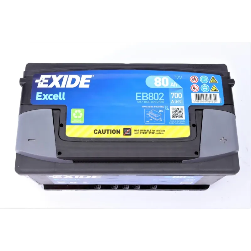 Акумуляторна батарея 80Ah 700A EXIDE EB802 (315x175x175/+R/B13) для BMW 5 (E34) 1991-1995, 105/143 л.с.