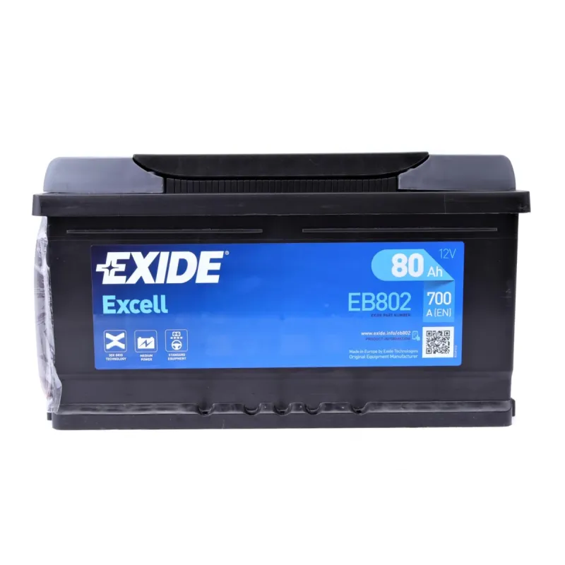 Акумуляторна батарея 80Ah 700A EXIDE EB802 (315x175x175/+R/B13) для BMW 5 (E34) 1991-1995, 105/143 л.с.