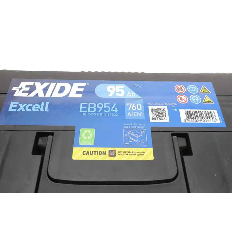 Акумуляторна батарея 95Ah/760A Excell EB954 (306x173x222/+R/B1) для тракторів та спецтехніки