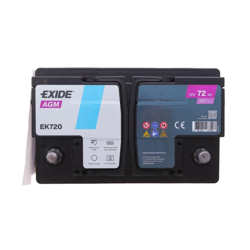 Акумулятор EXIDE EK720 AGM 72Ah 760A (278x175x190) Start-Stop для Alfa Romeo 166, Audi A4, BMW 3
