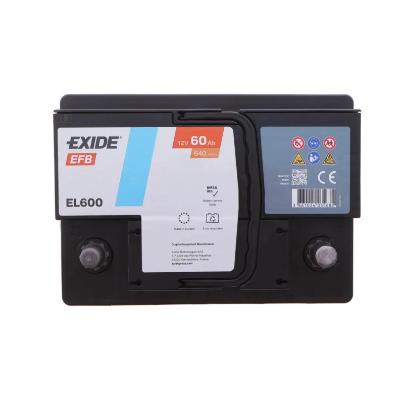 Акумуляторна батарея 60Ah/640A (242x175x190/+R/B13) (Start-Stop EFB)