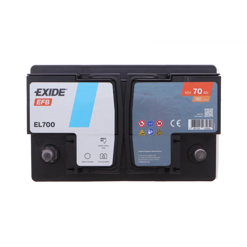 Акумуляторна батарея 70Ah/760A (278x175x190/+R/B13) (Start-Stop EFB)