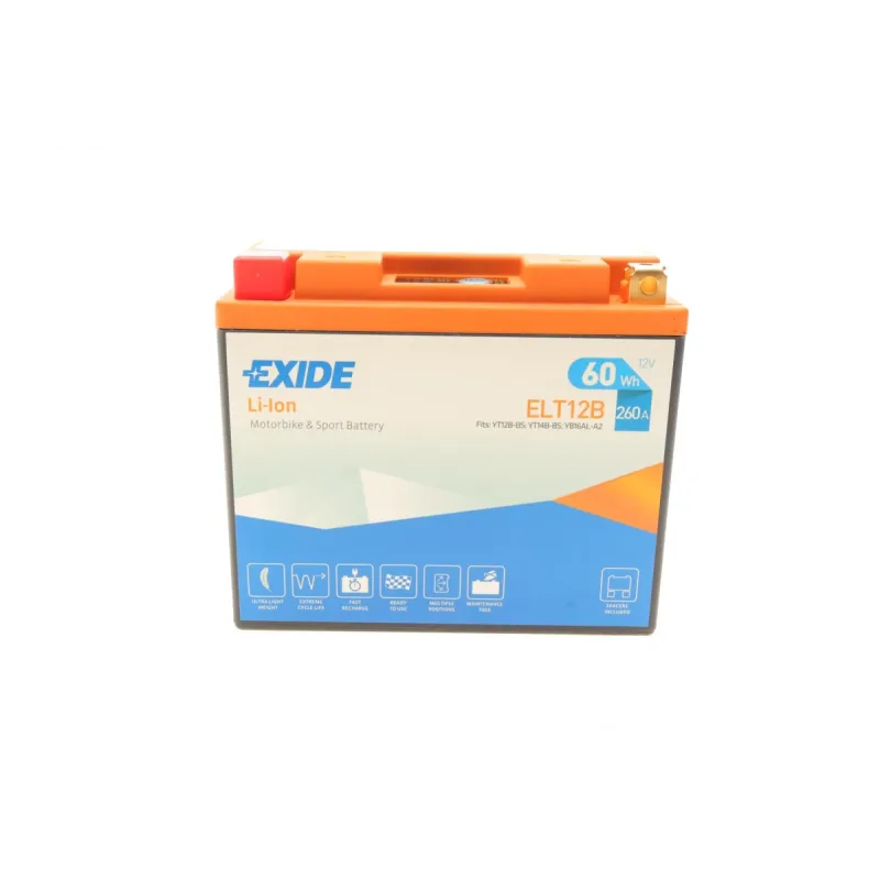 Акумулятор Li-ion EXIDE ELT12B 5Ah 260A (150x70x130) для мотоциклів Ducati, Aprilia