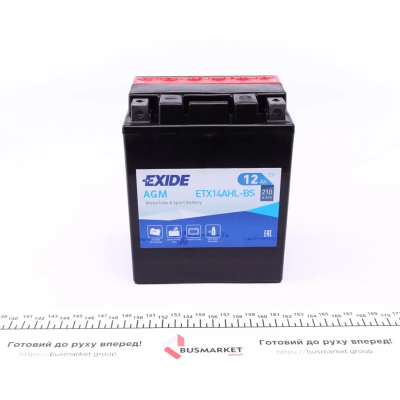 Акумулятор AGM EXIDE ETX14AHL-BS 12Ah 210A (134x89x164) для мотоциклів Aprilia Atlantic, BMW C1