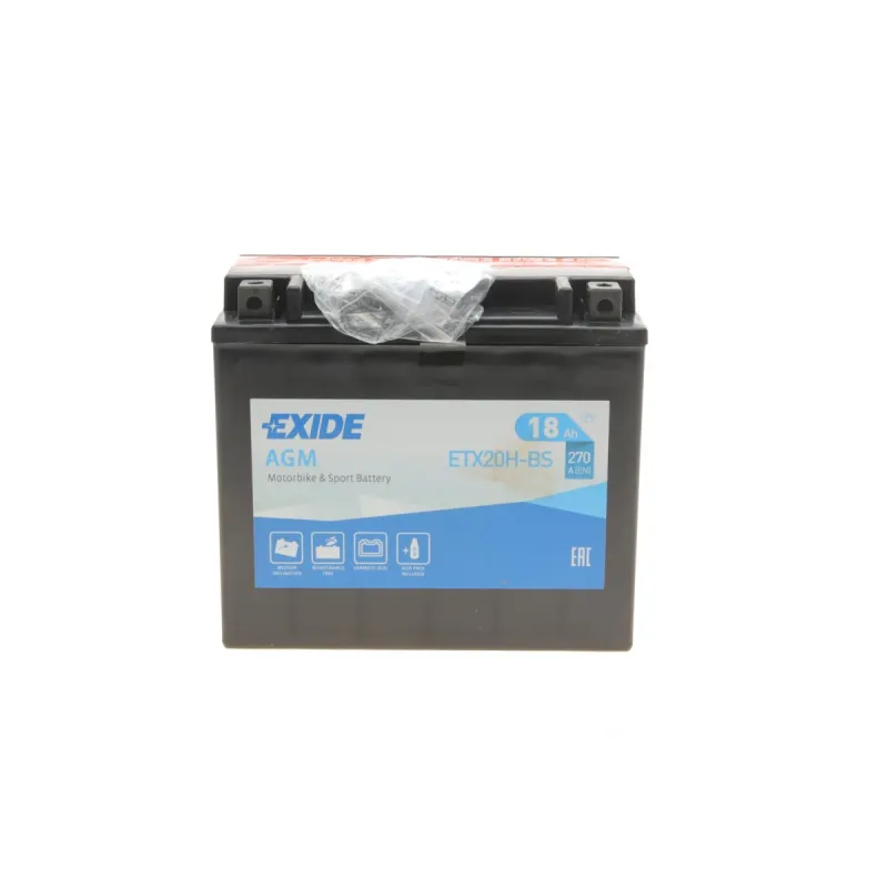 Акумулятор AGM EXIDE ETX20H-BS 18Ah 270A (175x87x155) для мотоциклів CAGIVA, DUCATI, HARLEY-DAVIDSON