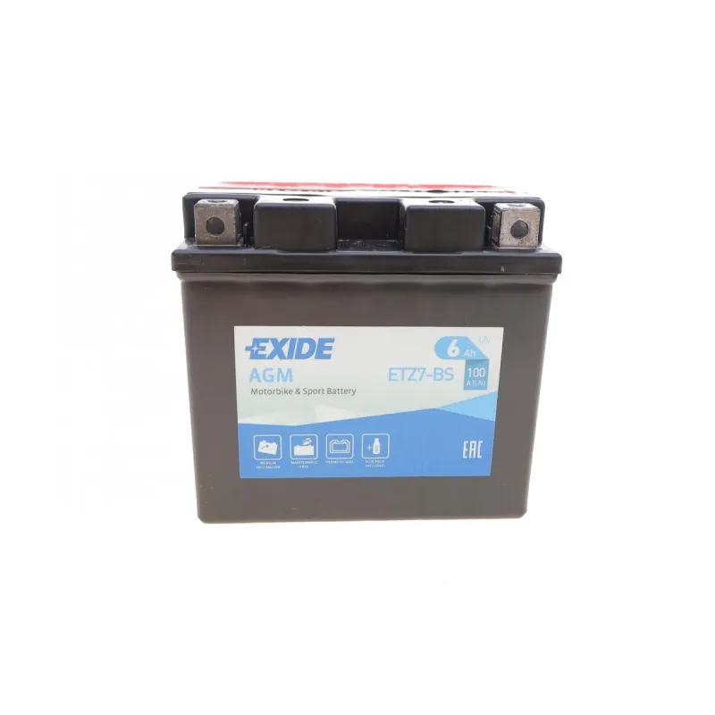 Акумулятор AGM EXIDE ETZ7-BS (12V, 6Ah, 100A) для мотоциклів Honda, Aprilia, BMW