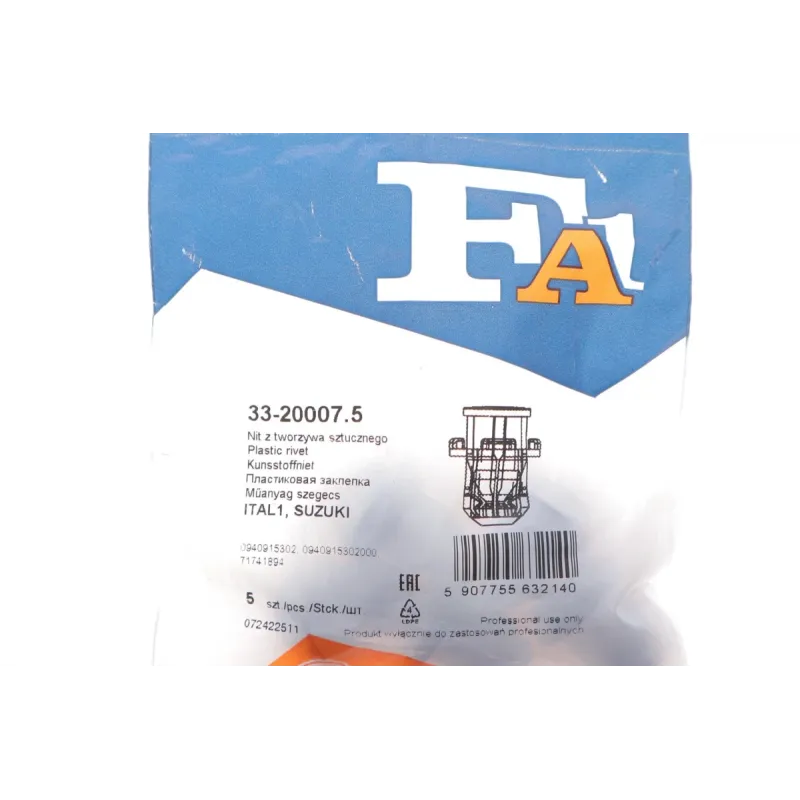 Кліпса кріплення накладки порога FA1 33-20007.5 для Fiat Sedici, Suzuki Swift/SX4 (5 шт.)