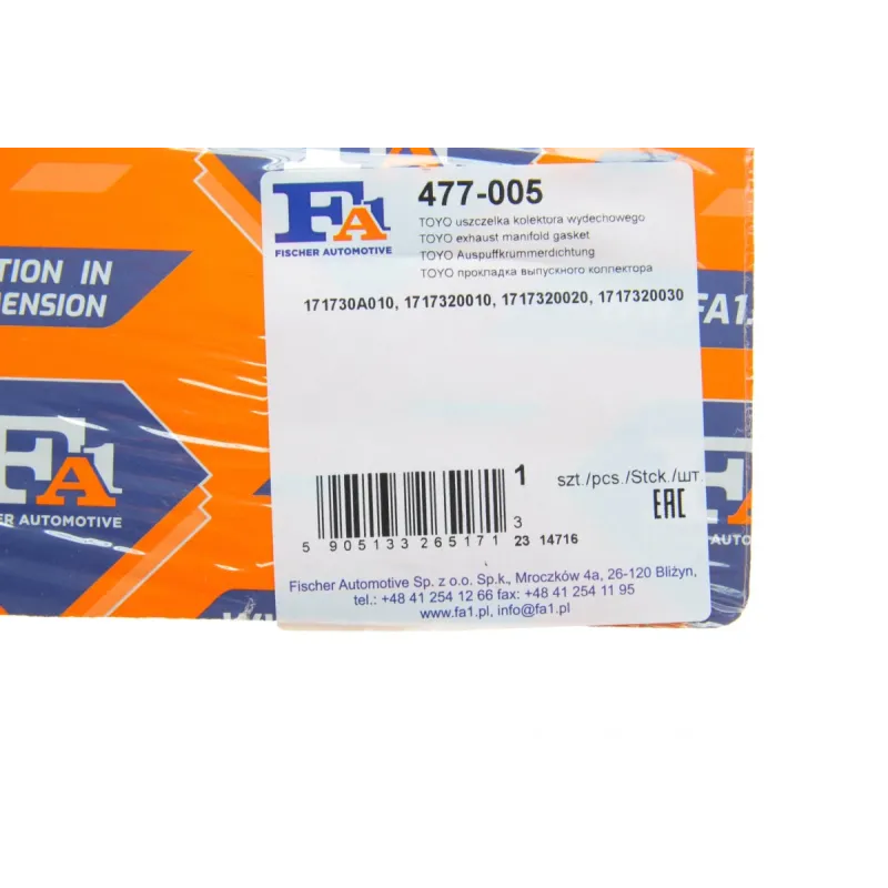 Прокладка випускного колектора FA1 477-005 для Lexus ES, Toyota Camry 3.0/3.3 1996-2006
