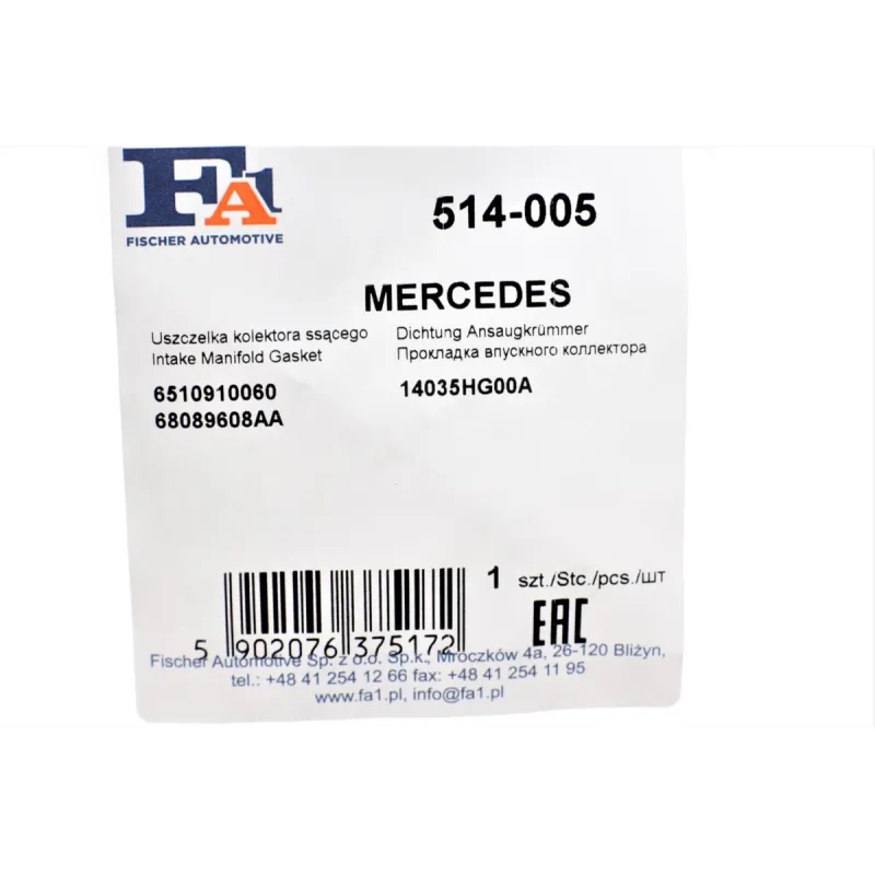 Прокладка впускного колектора FA1 514-005 для Mercedes-Benz Sprinter 2.2CDI OM651, A-Class W176, C-Class W204