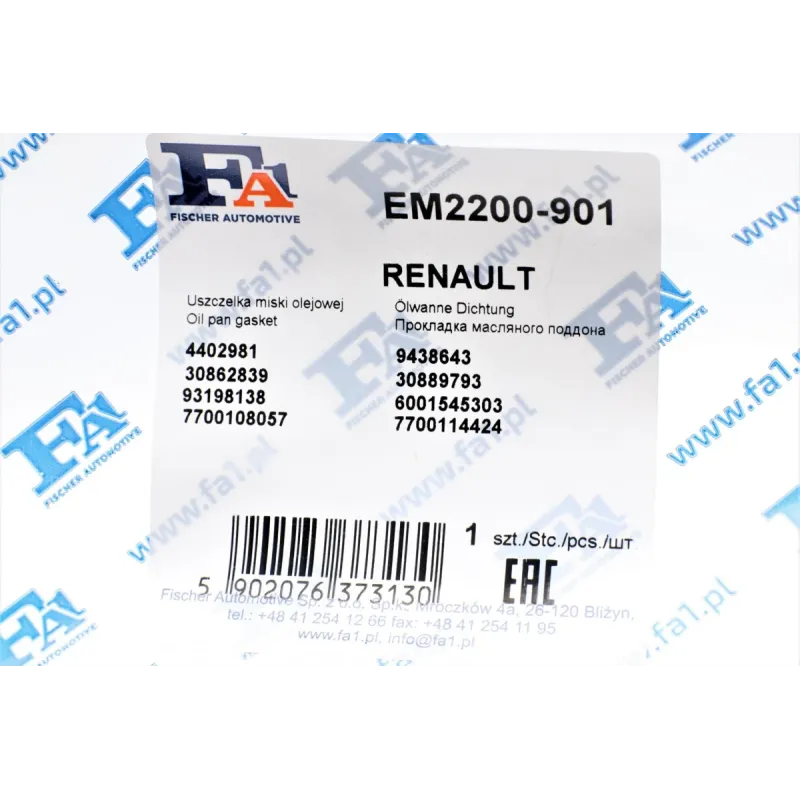 Прокладка масляного піддону FA1 EM2200-901 для Renault Trafic, Master, Nissan Primastar 1.9D/dCi/dTi