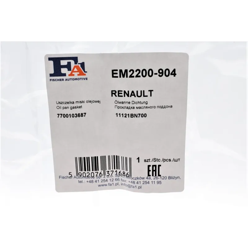 Прокладка масляного піддону FA1 EM2200-904 для Renault Kangoo 1.5/1.6 16V 2001-, Nissan Almera N16 2003-