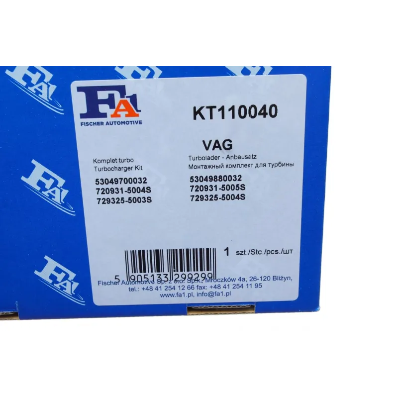 Комплект прокладок турбіни FA1 KT110040 для Volkswagen T5 2.5 TDI 2003-2009 (версія KKK)