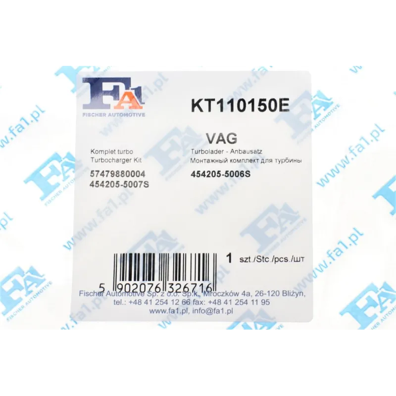 Комплект прокладок турбіни FA1 KT110150E для Volkswagen LT 2.5 TDI 1999-2006