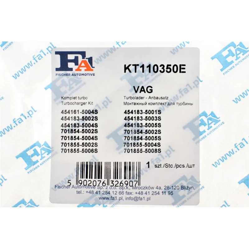 Комплект прокладок турбіни FA1 KT110350E для Volkswagen Passat B5 1.9 TDI 1996-1997