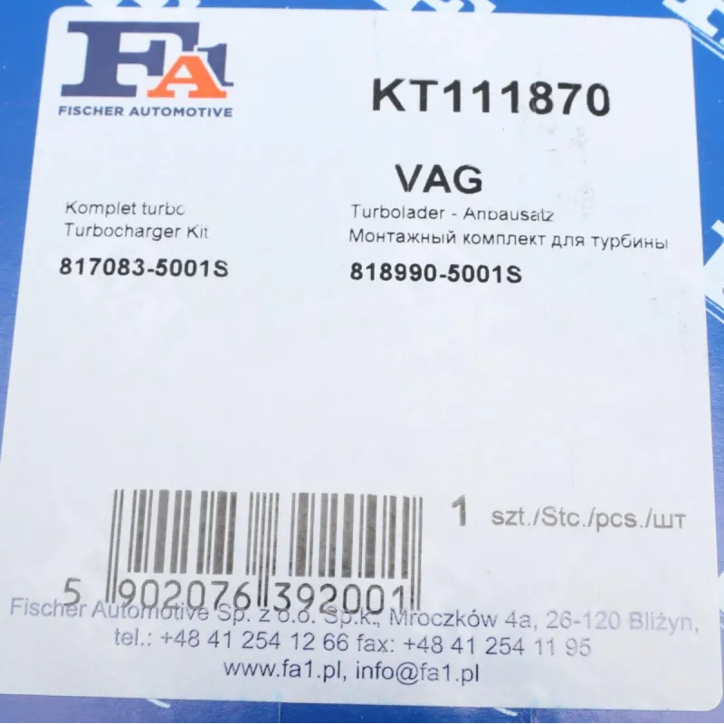 Комплект прокладок турбіни FA1 KT111870 для Audi Q5, Seat Exeo 2.0 TDI 2008-2012
