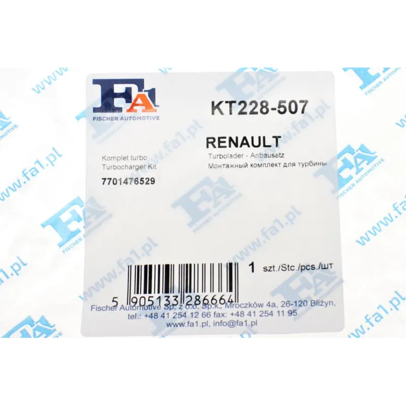 Комплект прокладок турбіни FA1 KT228-507 для Renault Laguna II 1.9 dCi 2005-2007