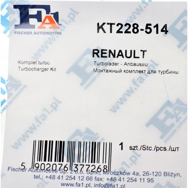 Комплект прокладок турбіни FA1 KT228-514 для Renault Megane/Scenic 1.2 TCE 2012-