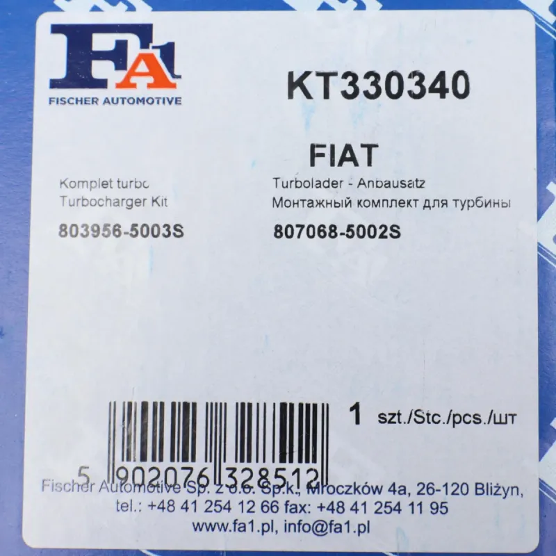 Комплект прокладок турбіни FA1 KT330340 для Opel Combo Tour 1.6 CDTI 2012-, Alfa Romeo Giulietta 1.6 JTDM