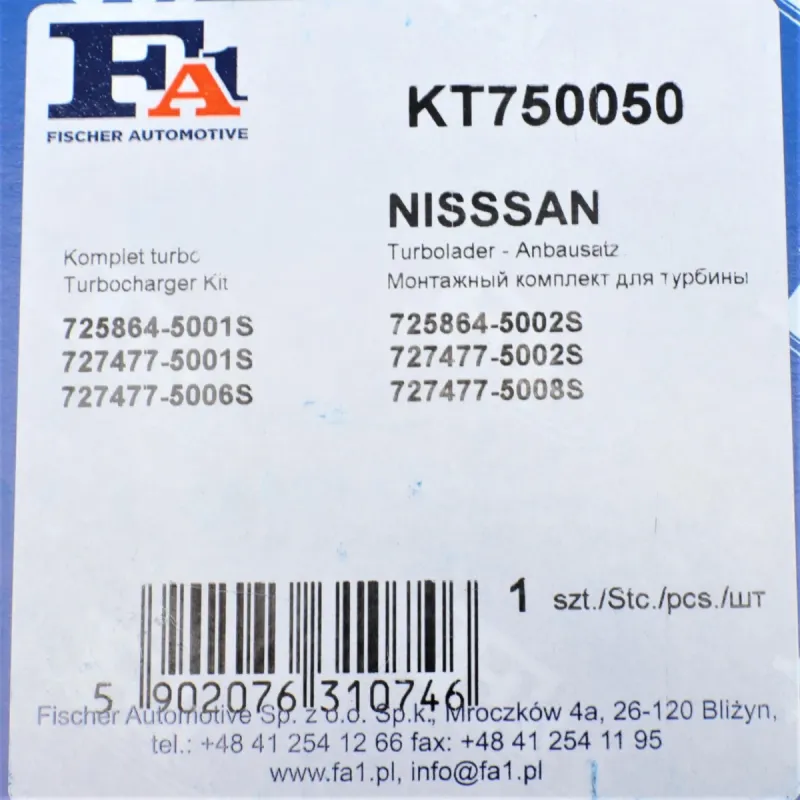 Комплект прокладок турбіни FA1 KT750050 для Nissan X-Trail T30 2.2 dCi 2001-2013