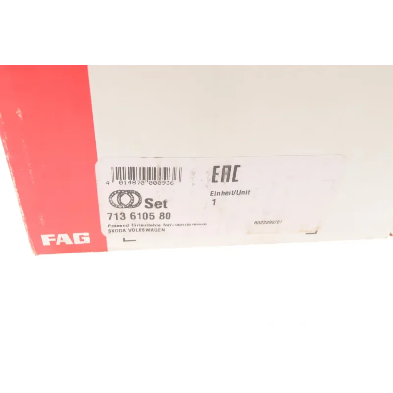 Підшипник маточини передній FAG 713610580 для Skoda Fabia 1999-2014, 120.8 мм