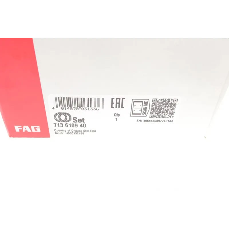 Підшипник маточини задній FAG 713 6109 40 для Volkswagen UP!, Skoda Citigo, Seat Mii (28x121x61.5 мм)