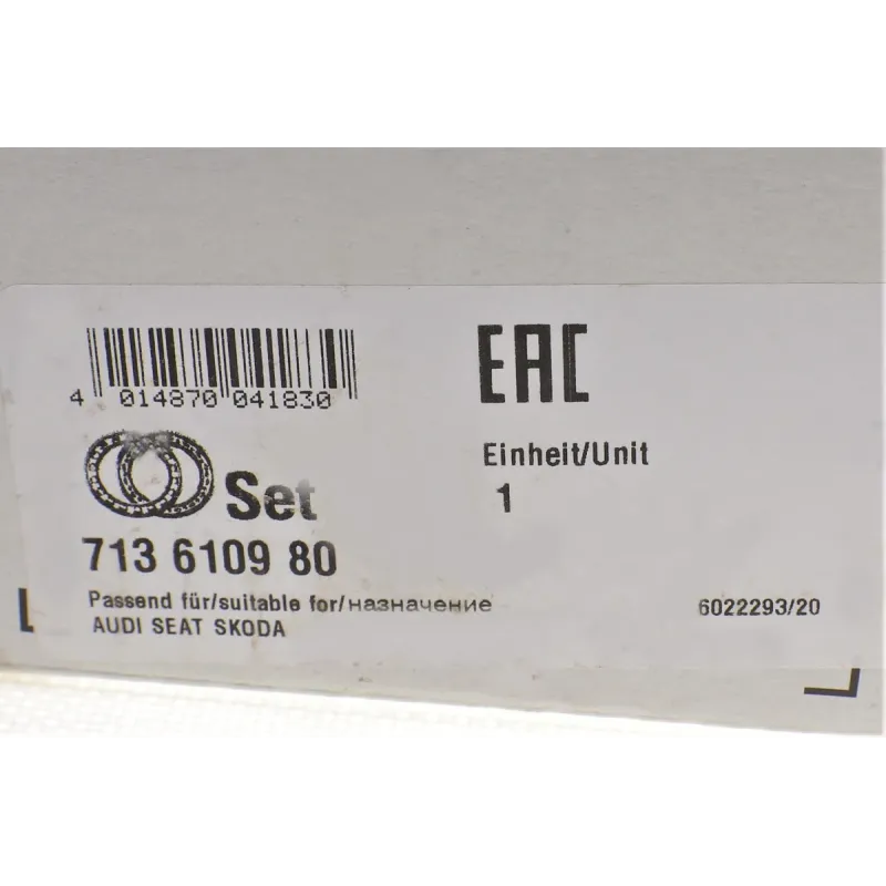 Підшипник маточини передній FAG 713 6109 80 для VW Passat B8, Golf VII, Audi A3 2012-, з датчиком ABS