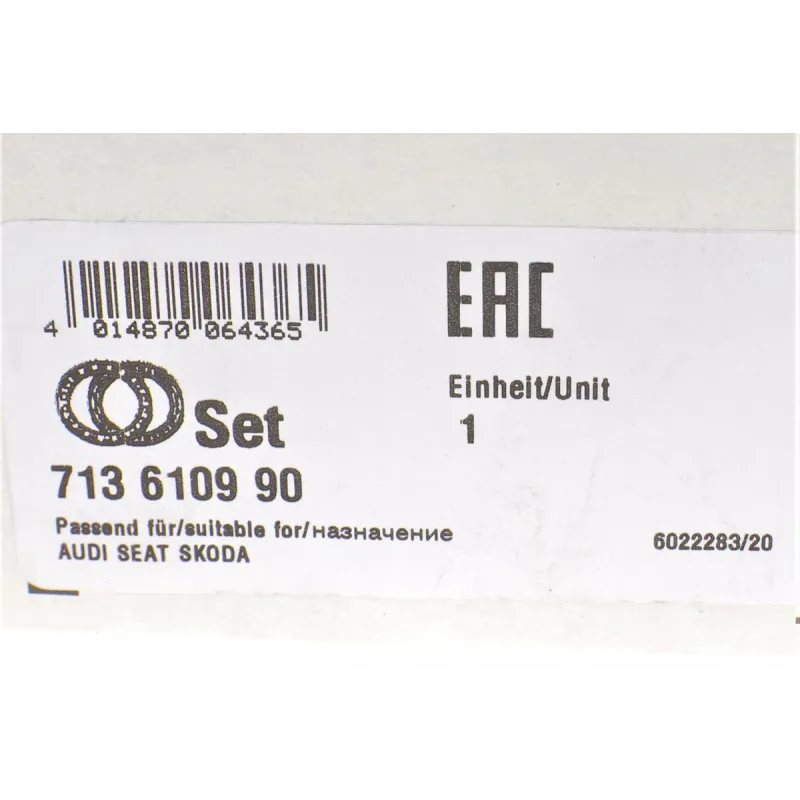 Підшипник маточини передній FAG 713 6109 90 для Volkswagen Caddy III 2003-2015, Golf V/VI 2003-2014 (3 болти, Ø 136.4 мм, з кільцем ABS)
