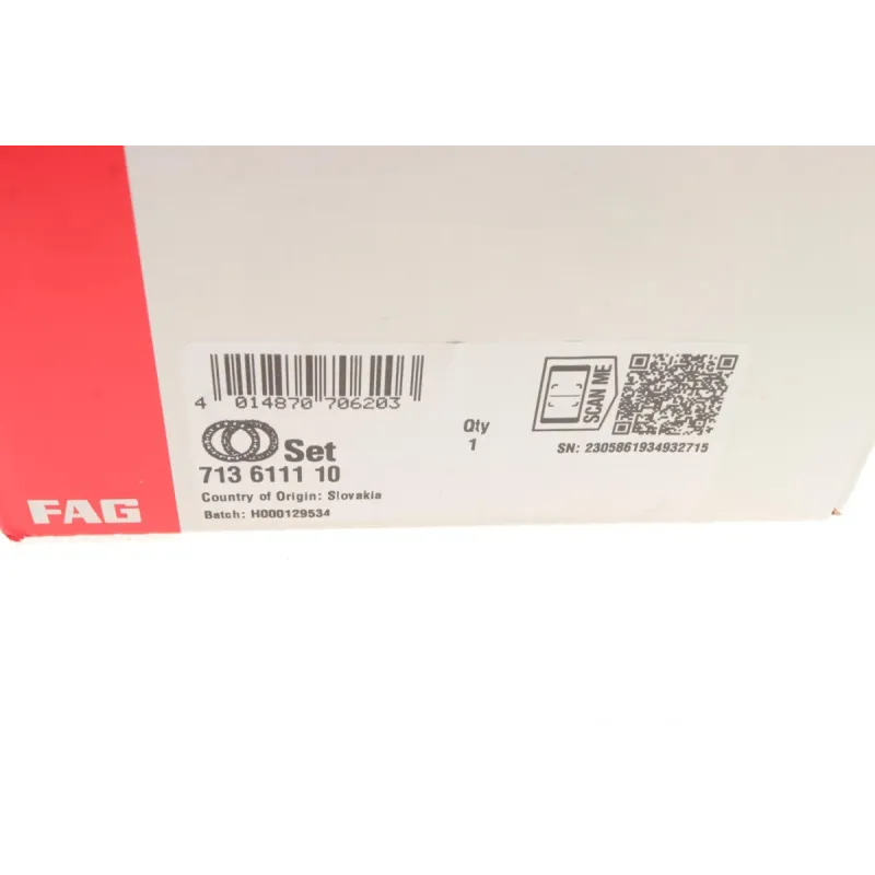 Підшипник маточини передній FAG 713611110 для Volkswagen Polo VI 1.0 TSI/MPi/1.5 TSI/1.6 TDI/2.0 GTI 2017-, Ø 126.8 мм