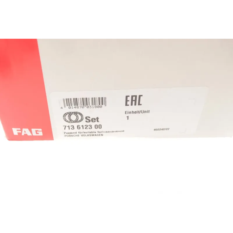 Підшипник маточини передній/задній FAG 713 6123 00 для Porsche Cayenne, VW Touareg 3.0-4.2TDI/3.0TSI/4.2FSI 2010-, 95.2x50.9x50 мм