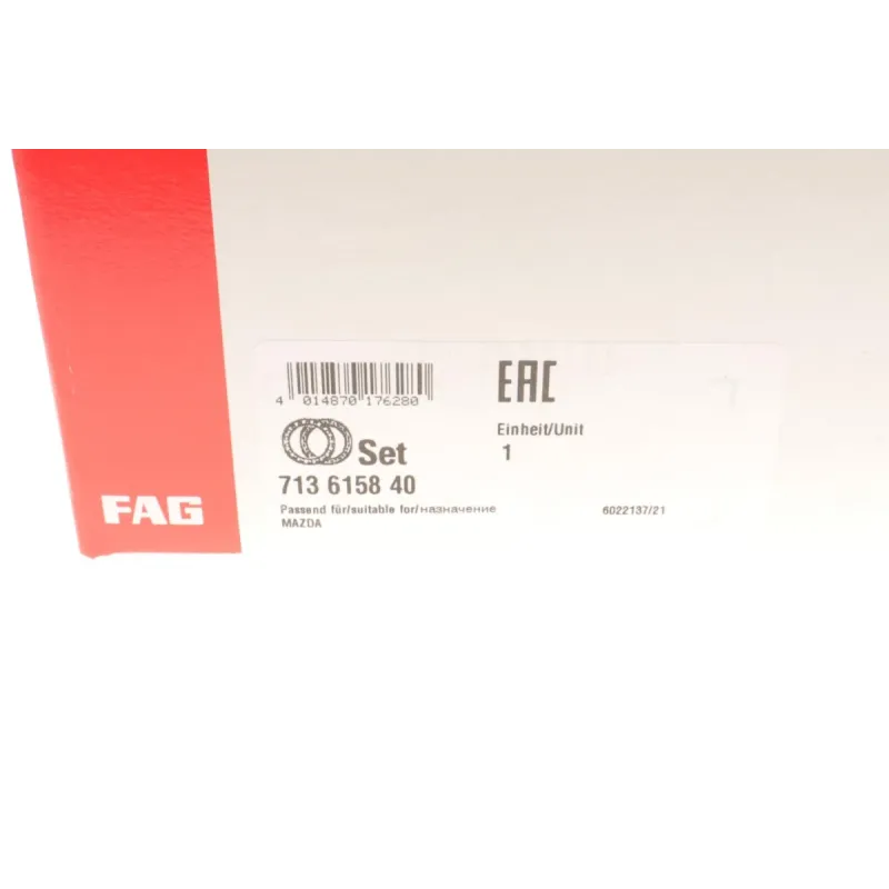 Підшипник маточини задній FAG 713 6158 40 для Mazda 3/6, CX-5 (82.9/68/138.7 мм, з ABS)