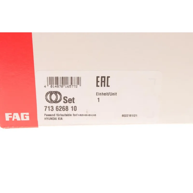 Підшипник маточини передній FAG 713 6268 10 для Hyundai Elantra GT, Kia Cee'd, зовнішній діаметр 139 мм