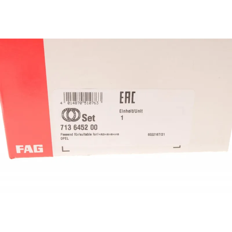 Підшипник маточини передній FAG 713 6452 00 для Opel Astra K 1.0-1.6 CDTI 2015-, Ø136 мм