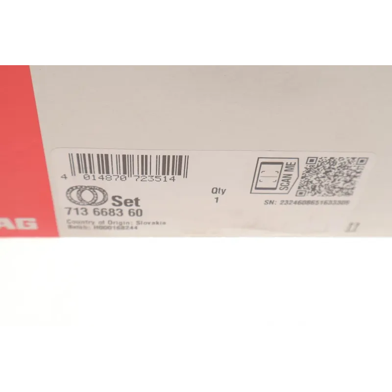 Підшипник маточини передній FAG 713 6683 60 для Mercedes-Benz A-Class W177, B-Class W247, CLA C118, з кільцем ABS