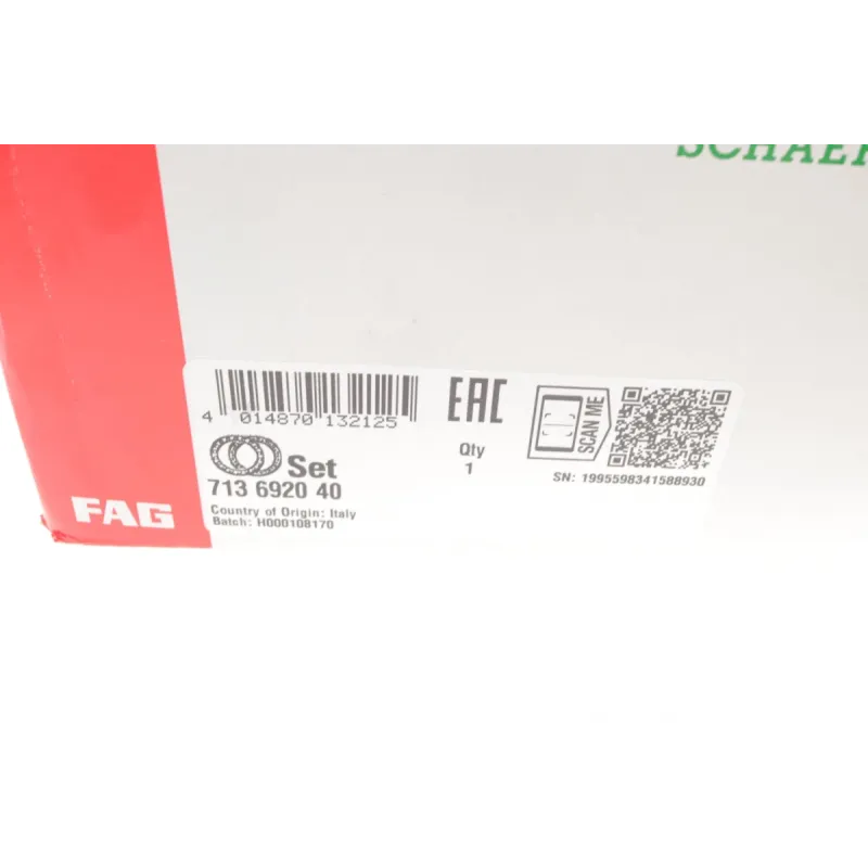 Підшипник маточини передній/задній FAG 713 6920 40 для Fiat 500X, Jeep Renegade 2014-, Ø 84.2/70.7/135 мм