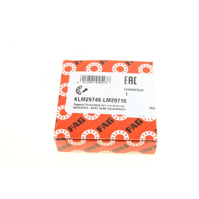 Підшипник маточини FAG KLM29749.LM29710 для VW Caddy II/Inca 1995-2004, 38.1x65.088x18.34 мм