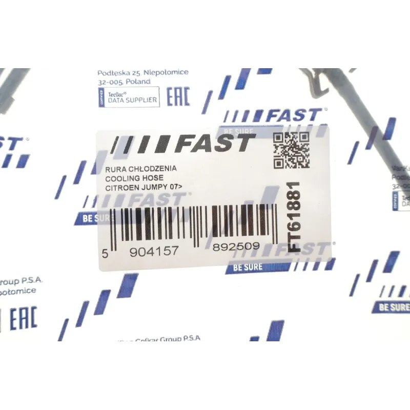 Патрубок системи охолодження FAST FT61881 для Fiat Scudo 2.0D Multijet 2007-