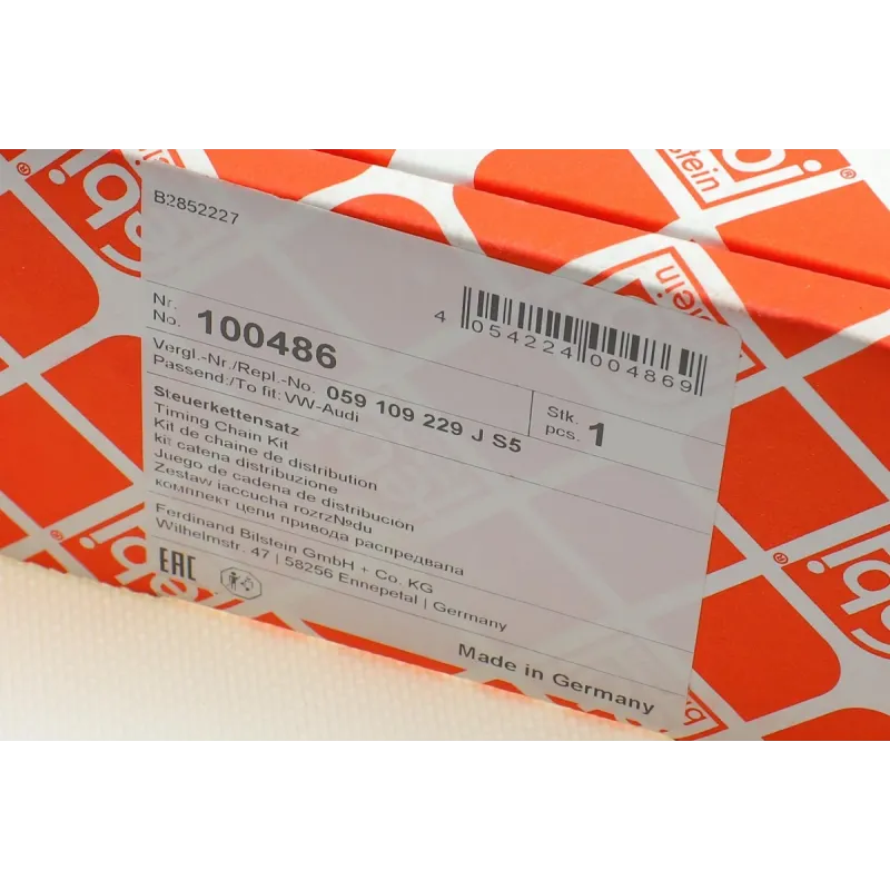 Комплект ланцюга ГРМ FEBI BILSTEIN 100486 для Audi A4/A6/A8/Q7, VW Touareg 2.7D/3.0D 2003-2011 (58 ланок, 9.525 мм)