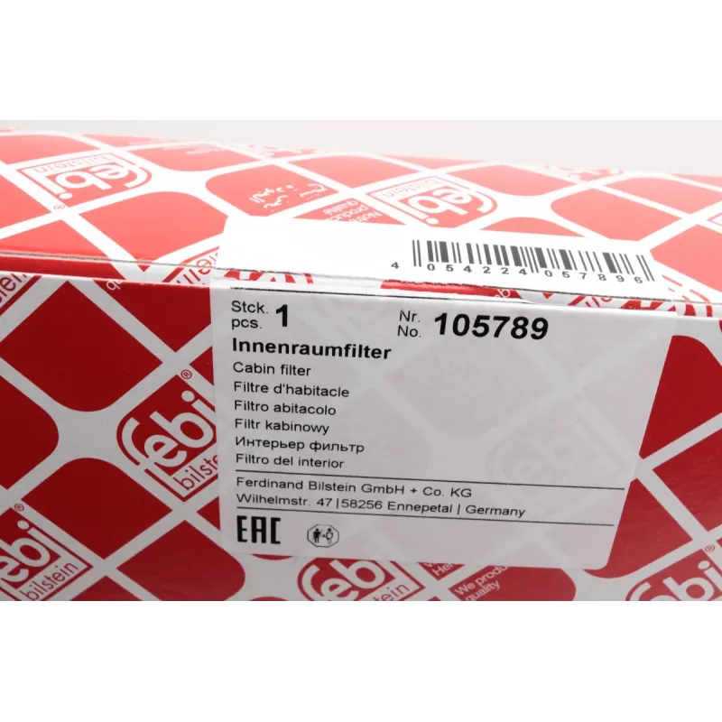 Фільтр салону FEBI BILSTEIN 105789 вугільний 288x213x34 мм для Audi A3, Skoda Octavia, VW Golf