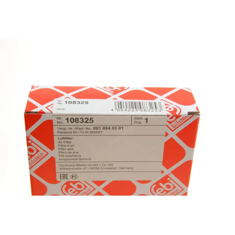 Фільтр повітряний FEBI BILSTEIN 108325 для Smart Fortwo 451 0.8CDTI/1.0 2007-, 267x111x35 мм